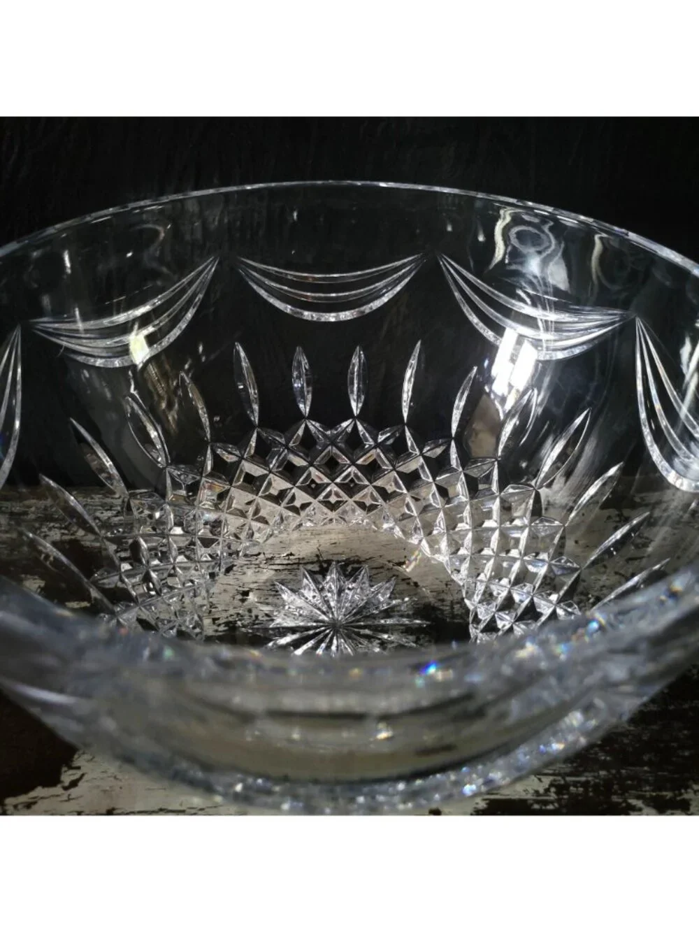 Vintage Waterford Prentiss 9.75-Inch Crystal Bowl Cross-Cut Ribbon Design *Read